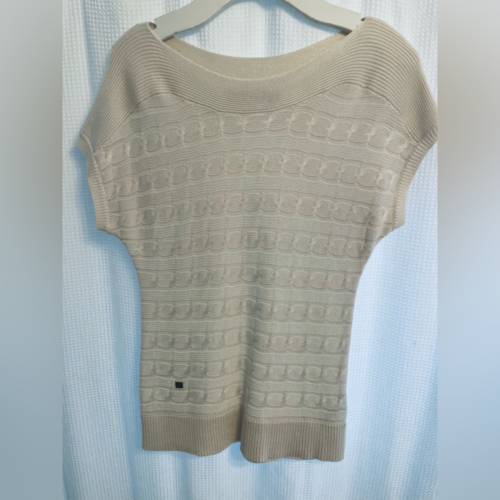 Ralph Lauren sz S cotton blend cap sleeve sweater cable knit